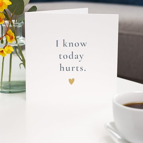 TEEMI-I Know Today Hurts – Minimalist Encouragement Card for Grief, Loss, Depression Support – Blank Inside with Free Comfort Stickers