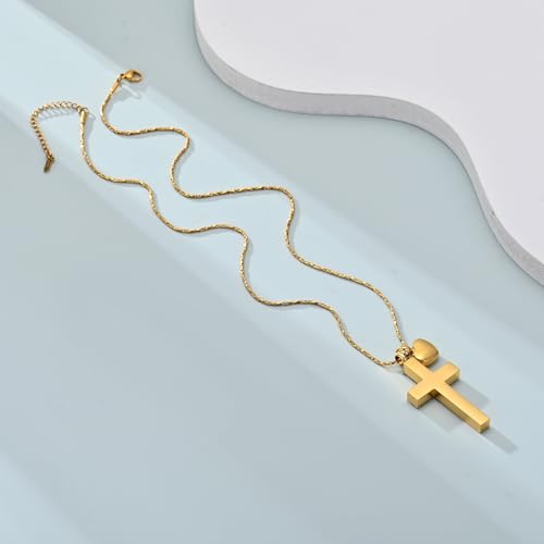 Imrsanl Religious Cross Urn Necklace Cremation Jewelry Keepsake | Stainless Steel, Memorial Urn Pendant, For Human Pet Ashes, For Women Men - color: Gold with Heart