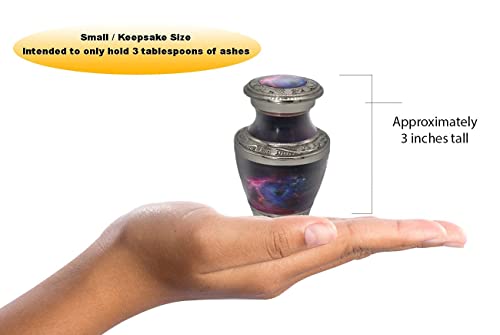 Cosmic Galaxy Nebula Keepsake Urns for Human Ashes with Velvet Gift Box for Cremation Keepsakes for Ashes - Small Cremation Urn and Small Keepsake Urn Set of 4 - color: Interstellar Nebula