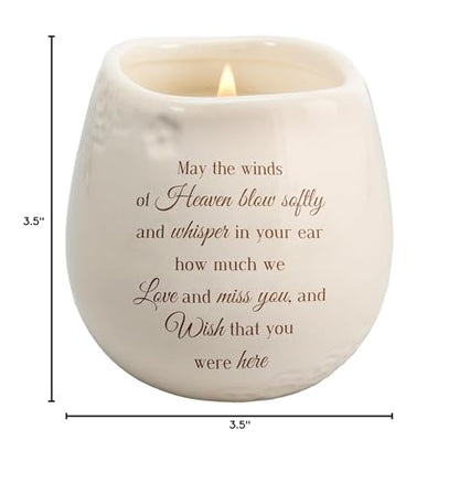 Pavilion Gift Company - Winds of Heaven 8 oz Bereavement Candle, Memorial Gifts for Loss of Mother Father Friend Loved One, Remembrance, Condolences, Sympathy, 1 Count, Cream - style: In Memory, Winds Whisper