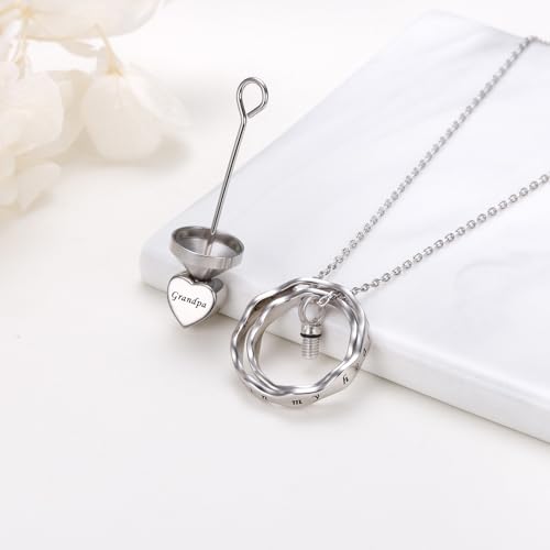Ladytree 925 Sterling Silver Cremation Urn Necklace for Ashes - style: Circle-Grandpa