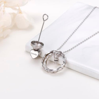 Ladytree 925 Sterling Silver Cremation Urn Necklace for Ashes - style: Circle-Grandpa
