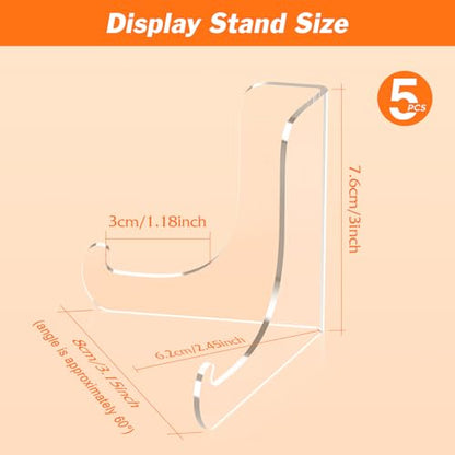 5 Pack Acrylic Display Stand, Plate Stand for Display, Easel Stand | Clear Display Holder for Card, Frame, Picture, Magazine, Book, CD, Phone (Small/ 3 Inch)