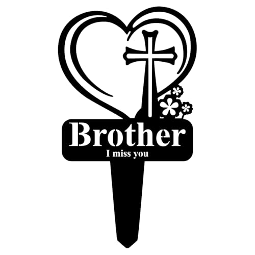 Memorial Grave Stake Brother - 12.5"x7.2" Metal Sympathy Plaque for Cemetery Decorations for Grave Markers Graveside Stakes Decor Sign for Graves Memorial Gift for Loss of Brother - color: Brother-2