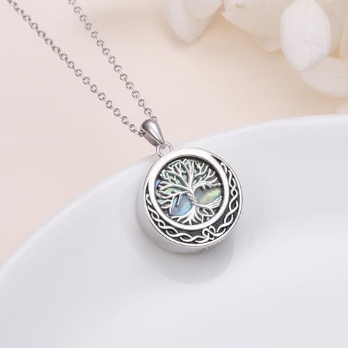 925 Sterling Silver Urn Necklaces for Women Claddagh/Angel Wings/Guitar/Butterfly/Tree of Life Ashes Memorial for Loss Keepsake Jewelry Present Easter Day of the Dead - style: Tree of Life