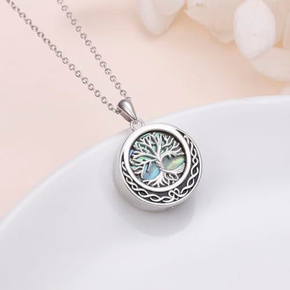 925 Sterling Silver Urn Necklaces for Women Claddagh/Angel Wings/Guitar/Butterfly/Tree of Life Ashes Memorial for Loss Keepsake Jewelry Present Easter Day of the Dead - style: Tree of Life