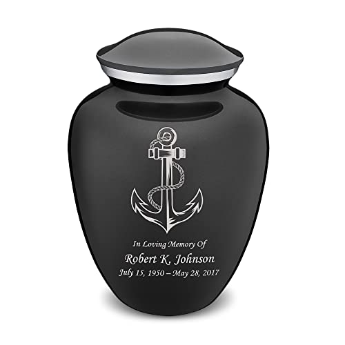 Adult Personalized Anchor Cremation Urns for Human Ashes I Large Charcoal Funeral Urn for Men and Women I 200 lbs - color: Carcoal Black
