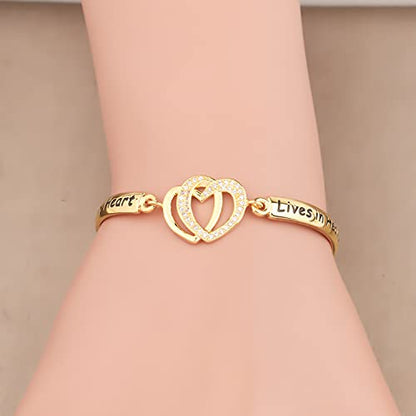 FAADBUK Memorial Jewelry Loss Gift A Piece of My Heart Lives In Heaven Bracelet In Memory of Loved Son Daughter Sympathy Gift - color: A Piece Of C-Gold