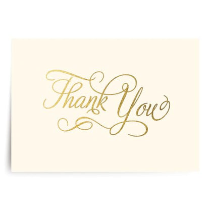 Designer Greetings Bulk Blank Thank You Cards for All Occasion, 100 Pack - size: 100 Pack Thank You Script - Beige & Gold