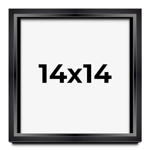 14x14 Shadow Box Black Beveled Display Frame | 1.5 Inches Deep | 1 Inch Wide Moulding | Includes Shatter Resistant Acrylic Plexiglas, Acid-Free Backing and Hanging Hardware - size: 14x14