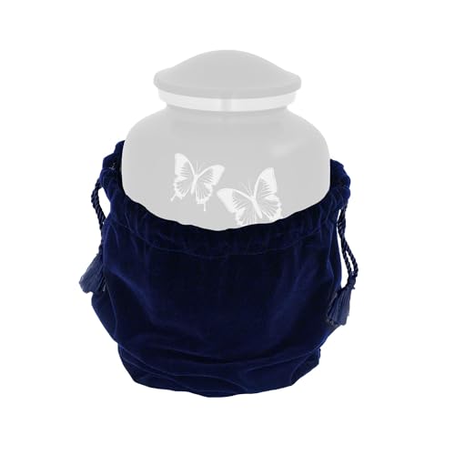 Adult Size Cremation Urn Bag - Blue Velvet – Elegant Funeral Urn Storage Pouch – Soft & Secure Memorial Presentation Cover with Drawsting Closure - color: Blue, size: Standard Adult