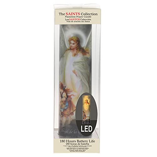 Stonebriar The Saints Collection Guardian Angel Flickering LED Prayer Candle with Automatic Timer, Religious Gift Ideas for Mom, Dad, Sister, Brother, and Friends 8 Inches, 1 Count (Pack of 1) - style: Guardian Angel