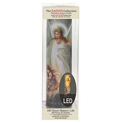 Stonebriar The Saints Collection Guardian Angel Flickering LED Prayer Candle with Automatic Timer, Religious Gift Ideas for Mom, Dad, Sister, Brother, and Friends 8 Inches, 1 Count (Pack of 1) - style: Guardian Angel