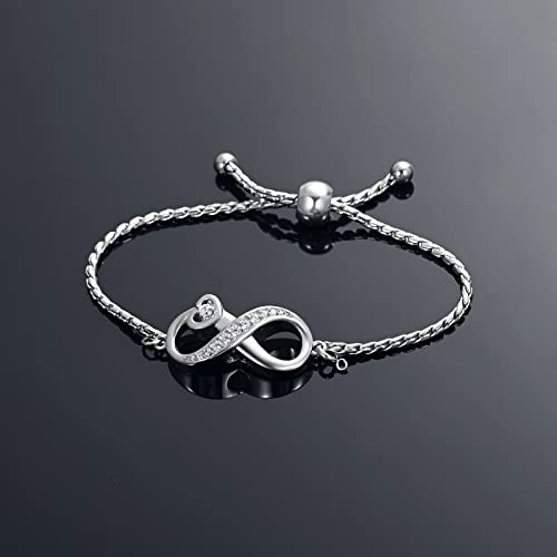 Urn for Ashes Infinity Bracelet for Women Girl Cubic Zirconia Cremation Keepsake Jewelry Gift for Human - color: Customize
