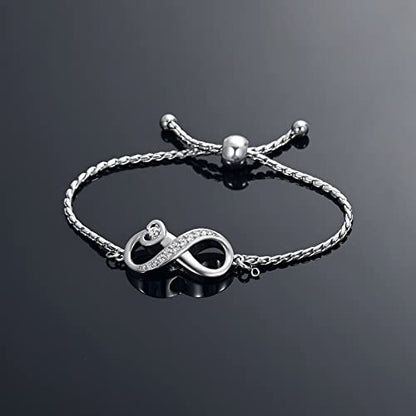 Urn for Ashes Infinity Bracelet for Women Girl Cubic Zirconia Cremation Keepsake Jewelry Gift for Human - color: Customize