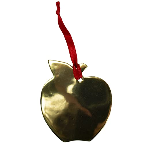 Cathedral Art Abbey & CA Gift Gold Teacher Apple Artmetal Ornament On Red Ribbon, 2", Multi - style: Gold Teacher Apple