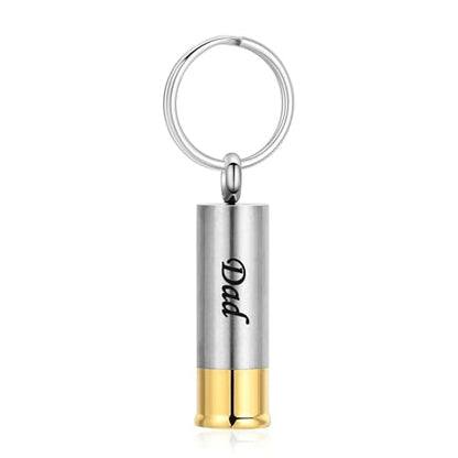 Oinsi Shotgun Shell Cremation Jewelry Urn Necklace For Ashes Of Loved Ones -Dad/Mom/Son/Grandma/Grandpa Cylinder Memorial Locket Pendant Necklace - color: Dad (Keychain)