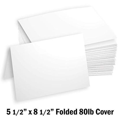 Hamilco White 80lb Cover Heavy Folded 5.5x8.5 Cardstock Invitations (100PK) - size: 100 Cards