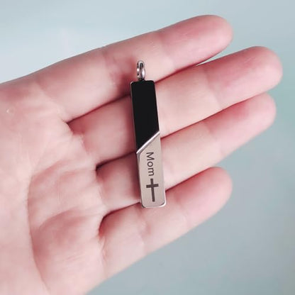 Bar Urn Necklaces for Ashes for Men Women Cremation Urn Jewelry Cross Cube Ash Necklace Memorial Keepsake Pendant Human Ashes Holder - color: Cross Mom