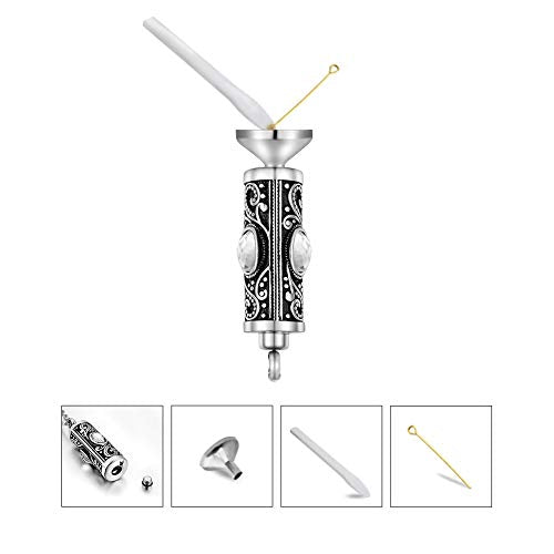 XIUDA Crystal Cremation Urn Necklace for Ashes Keepsake Stainless Steel Memorial Pendant with Flower - color: White