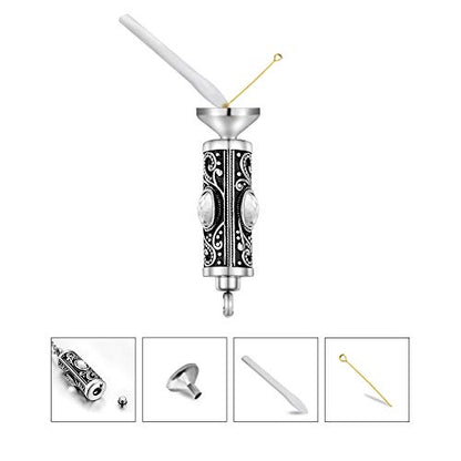 XIUDA Crystal Cremation Urn Necklace for Ashes Keepsake Stainless Steel Memorial Pendant with Flower - color: White