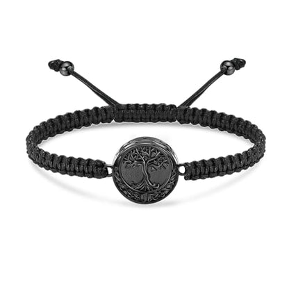 Imrsanl Tree of Life Urn Bracelet for Ashes for Women Men | Adjustable Handmade Braided Rope, Cremation Jewelry Keepsake, Memorial Gifts of Loved Ones - color: Black
