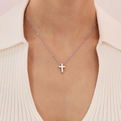 Cremation Jewelry Cross Urn Necklaces for Ashes for Women Men Memorial Keepsake Pendant Human Ashes - color: Silvery
