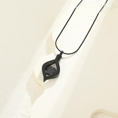 The Eye of My Heart Paw Print Urn Necklace for Ashes | stainless steel cremation jewelry, holds pet human ashes, paw print memorial urn pendant, leak-proof sealed design, unisex - color: Black