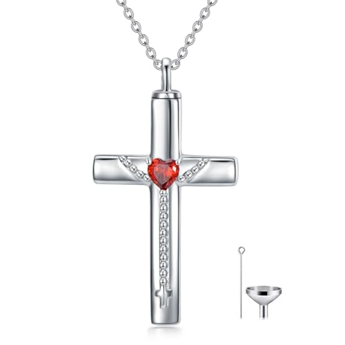 PROESS Cross Necklace for Women Men Sterling Silver Rose/Sunflower Cross Pendant Religious Jewelry Christmas Birthday Mothers' Day Gifts - color: 11-Cross Urn