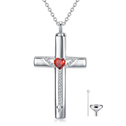 PROESS Cross Necklace for Women Men Sterling Silver Rose/Sunflower Cross Pendant Religious Jewelry Christmas Birthday Mothers' Day Gifts - color: 11-Cross Urn