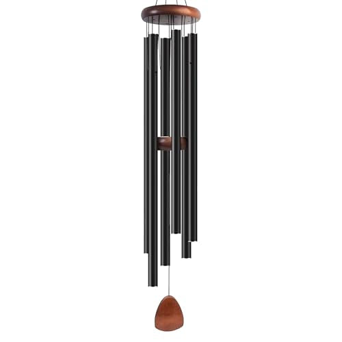 Bursvik 60" Aluminum Wind Chimes for Outside (Black), Patio Zen Decor Gift - color: Black, size: Classic 60" Deep Tone