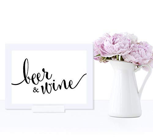 Andaz Press Wedding Framed Party Signs, Formal Black and White, 5x7-inch, Beer & Wine Bar Sign, 1-Pack, Includes Frame - color: Alcohol Beer Wine