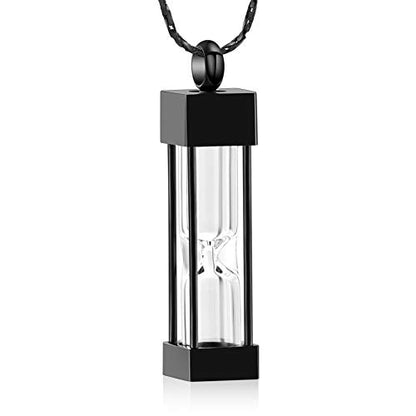 Imrsanl Glass Hourglass Urn Necklace Cremation Jewelry for Ashes - color: Black