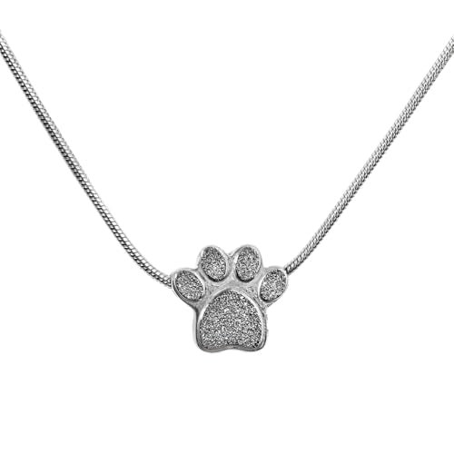 Paw Print Heart Pet Ashes Urn Necklace, Keepsake Pendant-B-Silver - style: B-Silver