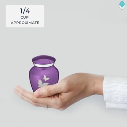 Embrace Keepsake Personalized Butterfly Cremation Urns for Human Ashes I Purple Funeral Urn for Men and Women with Double Side Engraving I 3.5 lbs - color: Purple