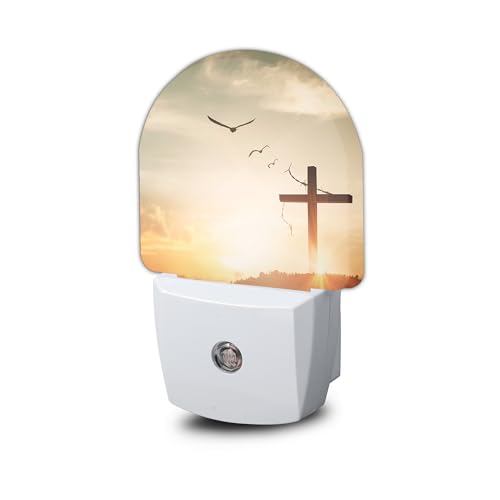 Christian Dawn Cross Night Light,Night Lights Plug into Wall with Dusk to Dawn Sensor,Lamp for Bedroom Bathroom Hallway Nightlight for Women Girls - color: Christian Dawn Cross