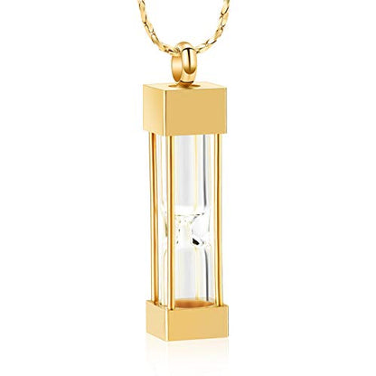 Imrsanl Glass Hourglass Urn Necklace Cremation Jewelry for Ashes - color: Gold