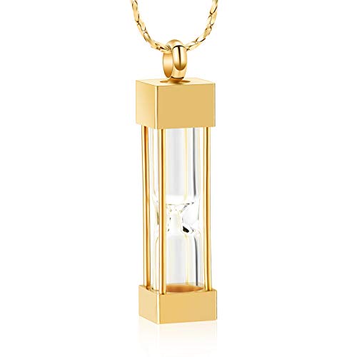 Imrsanl Glass Hourglass Urn Necklace Cremation Jewelry for Ashes - color: Gold