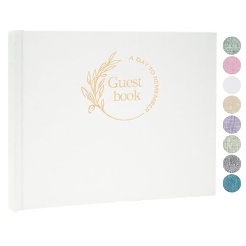 Linen Guest Book - Polaroid Photo Guestbook Sign (80 Pages) for Wedding Reception, Baby Shower & Graduation - Guest Sign-in Book - color: White