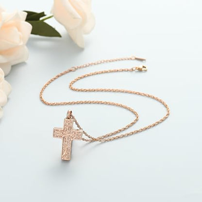 shajwo Tree of Life Cross Cremation Jewelry Urn Necklaces for Ashes | Memorial Ashes Pendant Necklace of Loved One Women Men Ashes Keepsake Necklace - color: Rose Gold