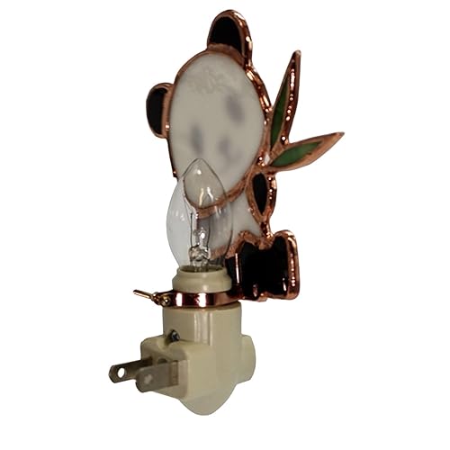 Gift Essentials Panda Plug-in Night Light - Stained Glass Nightlight | Panda Stained Glass Plug-in Nightlight with On/Off Rocker Switch. Includes One 4-Watt Replaceable Warm-Glow Bulb. - color: Panda