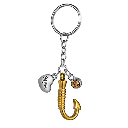 Ashes Jewelry Fish Hook Memorial Keepsake Urn Pendant Cremation Jewelry with Funnel Kit, Gold Customized - color: Gold -Customized