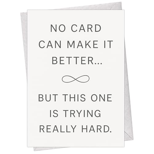 Cheerin Sympathy Card with Envelope - Bereavement Card for Loss of Loved One - Condolences Cards for Funeral or Memorial - Thoughtful Gift for Him or Her 5x7 Inch - style: Trying My Best Sympathy