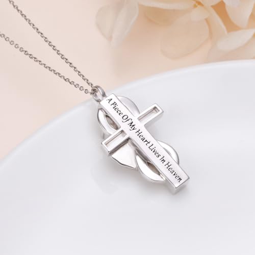 Yearace Urn Necklace for Ashes Sterling Silver Filigree Locket Necklace that Holds Pictures Heart Keepsake Memorial Necklace Cremation Jewelry for Ashes for Women Men - style: Cross Urn Necklace