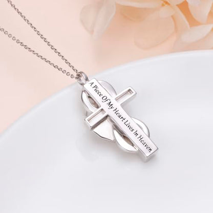 Yearace Urn Necklace for Ashes Sterling Silver Filigree Locket Necklace that Holds Pictures Heart Keepsake Memorial Necklace Cremation Jewelry for Ashes for Women Men - style: Cross Urn Necklace