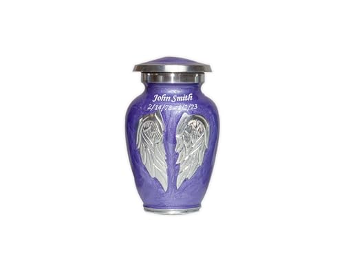 Lilac Angel Wings Funeral Cremation Keepsake Urn with Velvet Bag (Lilac, Small) - color: Lilac, size: Small