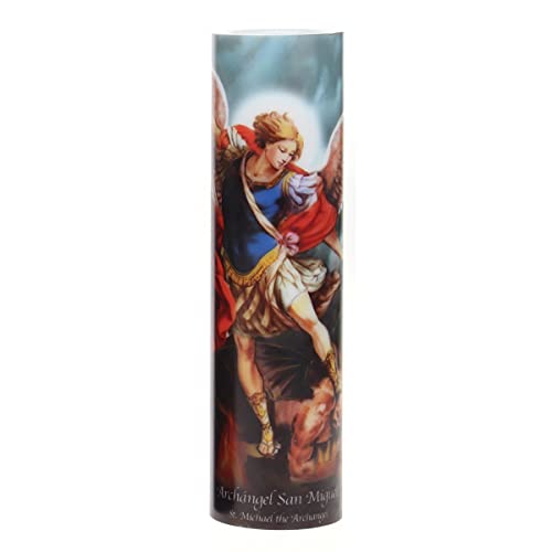 Stonebriar St. Micheal Flameless LED Devotional Prayer Candle with Automatic Timer - style: St Michael