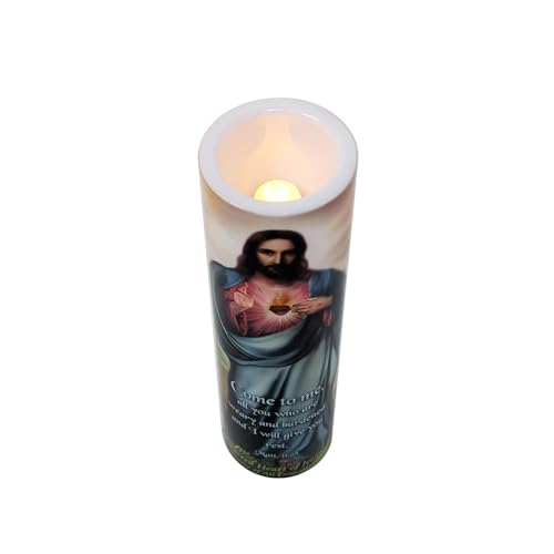 Sacred Heart of Jesus LED Flameless Devotional Prayer Candle