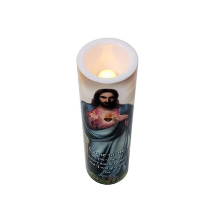 Sacred Heart of Jesus LED Flameless Devotional Prayer Candle