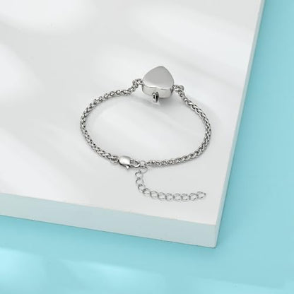Hearbeingt Crystal Heart Urn Bracelet for Ashes Cremation Jewelry for Women - color: Silver-Blue stone